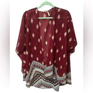 Live 4 Truth Burgundy Poncho Sweater with Geometric Patterns